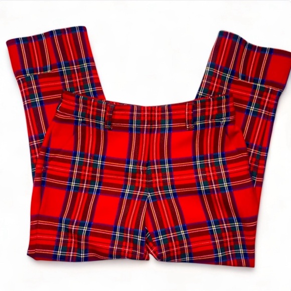 Vineyard Vines Jolly Plaid Ruffle Calypso Red Cocktail Pant Women’s Size 00 NWT - Picture 6 of 15